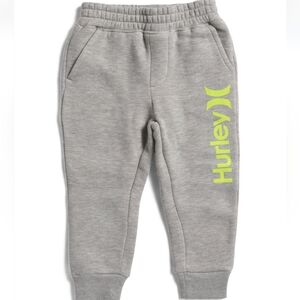 Hurley Fleece Lined Gray Joggers with Neon Logo